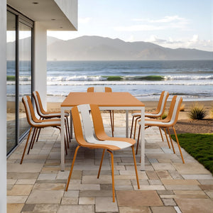 English Elm Holiday Stackable Polypropylene Side Chair Set of Four for Indoor Outdoor Dining Beige,Tropical Orange,White W3450P447383