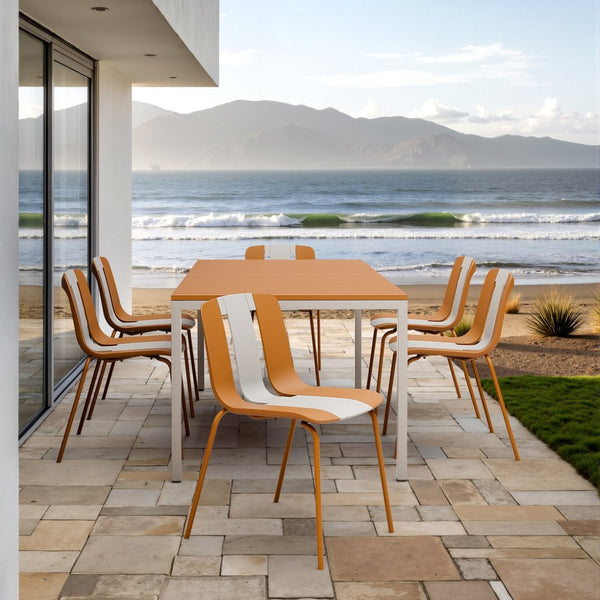 English Elm Holiday Stackable Polypropylene Side Chair Set of Four for Indoor Outdoor Dining Beige,Tropical Orange,White W3450P447383