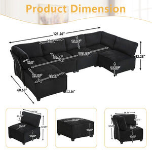 English Elm United We Win U-Shaped Modular Sectional Sofa With Reversible Chaise – 6-Seater Comfort For Any Room W1568S00159-GIGA