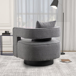 English Elm 29.13"w Boucle Swivel Accent Chair Open Back 360 Rotation Modern Lounge Seating Gray W3188P417878