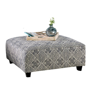 English Elm Modern Square Ottoman with Wooden Legs 42"x42" Plush Top Transitional Accent Seating for Home Decor Ivory,Navy 38 L x 38 W x 14 H B2741P356296