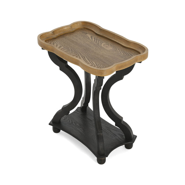 English Elm Christopher Knight Home® - End Hourglass Accent Table with Lipped Rectangular Top, French Country Firwood Charm and Elegance Black+Natural N771P223027B