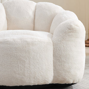 English Elm Lotus memory foam bean bag sofa with pull ring — anti-fouling faux fur, non-slip base, cozy support White W2311P357139
