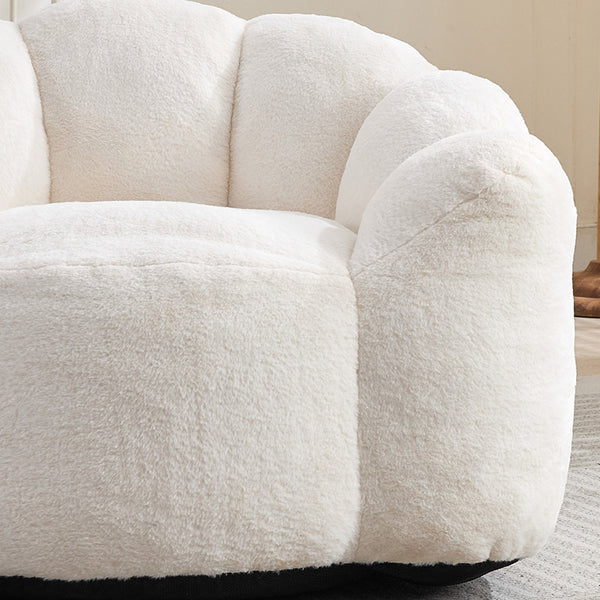 English Elm Lotus memory foam bean bag sofa with pull ring — anti-fouling faux fur, non-slip base, cozy support White W2311P357139