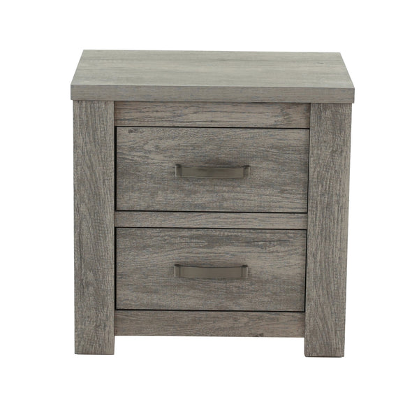 English Elm Bedroom Rustic Light Grey Nightstand 1pc – Simple 2-Drawer Pine Bedside Table, 24"x17"x25" Stylish Storage B011P236769
