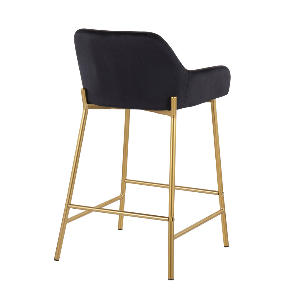 English Elm Daniella Stylish Velvet Counter Stool Set Of 2 – Glam Gold Metal Frame For Kitchen & Bar Seating B202S00041