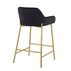 English Elm Daniella Stylish Velvet Counter Stool Set Of 2 – Glam Gold Metal Frame For Kitchen & Bar Seating B202S00041