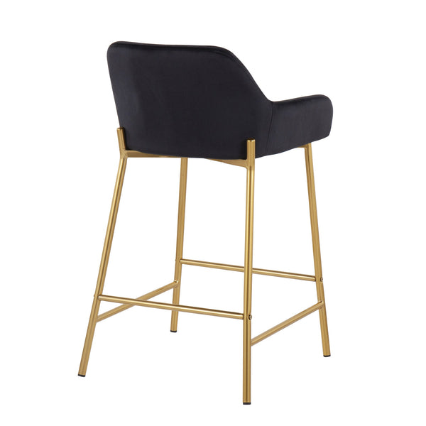 English Elm Daniella Stylish Velvet Counter Stool Set Of 2 – Glam Gold Metal Frame For Kitchen & Bar Seating B202S00041