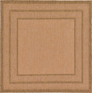 Unique Loom Outdoor Border Multi Border Machine Made Border Rug Tan, Light Brown 5' 4" x 6' 1"