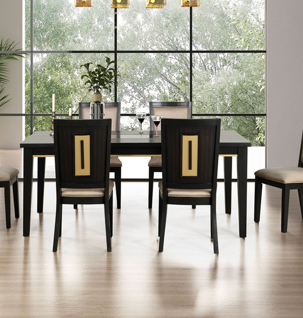 English Elm Espresso Contemporary 2pc Dining Chairs Set with Unique Back, Poplar & Shabili Veneer, 19" Seat Height B011P311023