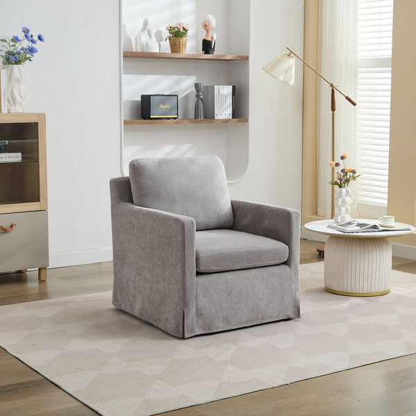 English Elm 29.92'' Swivel Accent Chair with Plush Chenille Upholstery, Removable Back Pillow & 360° Comfort Gray W3188P282085