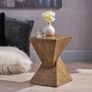 English Elm Christopher Knight Home® - TESS Modern Side Table with Sculptural Hourglass Design, Hand-Finished Accent for Indoor/Patio Spaces Natural N770P341402N