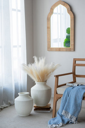 English Elm D12x14" Round Terracotta Vase in Natural White Finish — Coastal-Chic Decor, Short Neck, Rustic Elegance W2078P357143