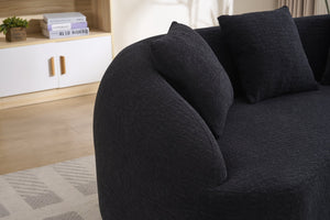 English Elm Ly-049s Curved Chenille Loveseat with Boneless Frame for Modern Living Spaces Black W2231P402442