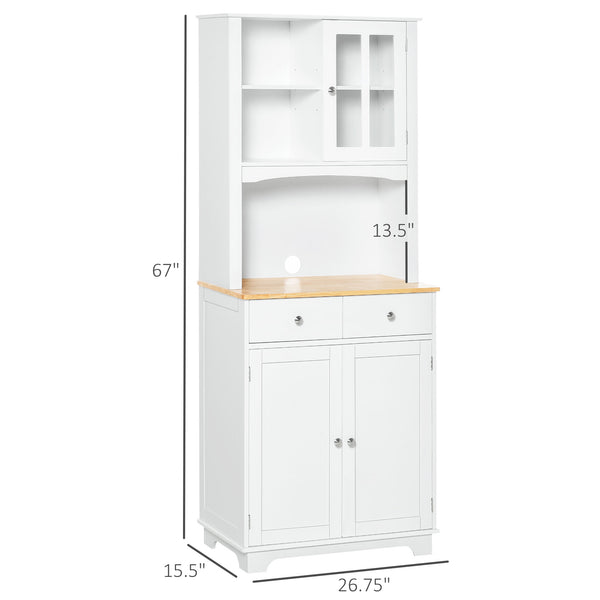 English Elm Homcom 67" Freestanding Kitchen Buffet & Hutch - Stylish Pantry Cabinet With Adjustable Shelves & Drawers W2225P217123