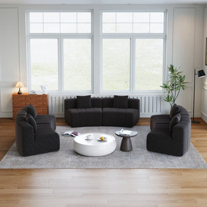 English Elm Chenille Modular Curved Sectional Sofa Sculptural Semi Circle Design for Living Rooms Black W834S00583