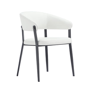 English Elm Belle Metal Upholstered Dining Chair with Foam Seat, Curved Backrest, Stitched Leatherette Comfort White B365P397755