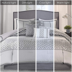 English Elm 7 Piece Comforter Set Grey Queen - Elegant Jacquard Design With Decorative Pillows For Stylish Comfort B03596855