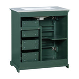 English Elm 30" Bathroom Vanity With Sink, One Package, Green Bathroom Cabinet With Drawers, Solid Frame and Mdf Board