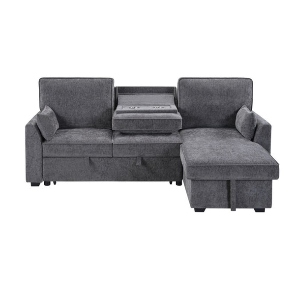 English Elm Emilia Sleeper Sectional Sofa with Storage Chaise and Built-in Usb Charging Ports B2749S00160