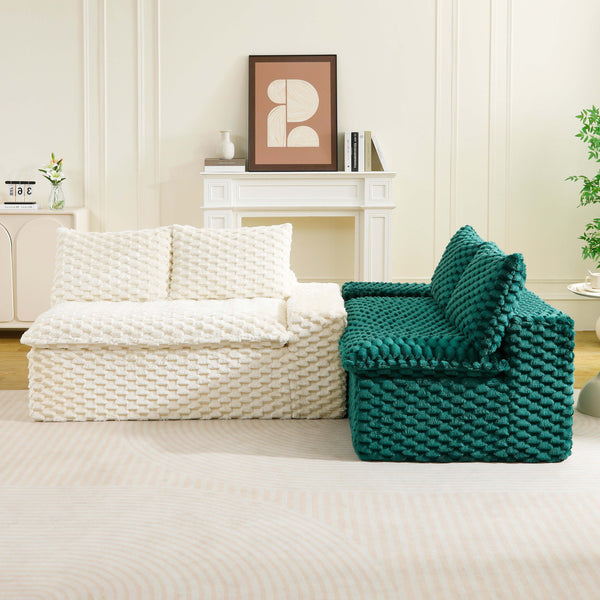 English Elm Luxury Color-Block Turtle Velvet Sofa - Versatile Seating For Stylish Living Rooms & Cozy Gatherings W3371S00053