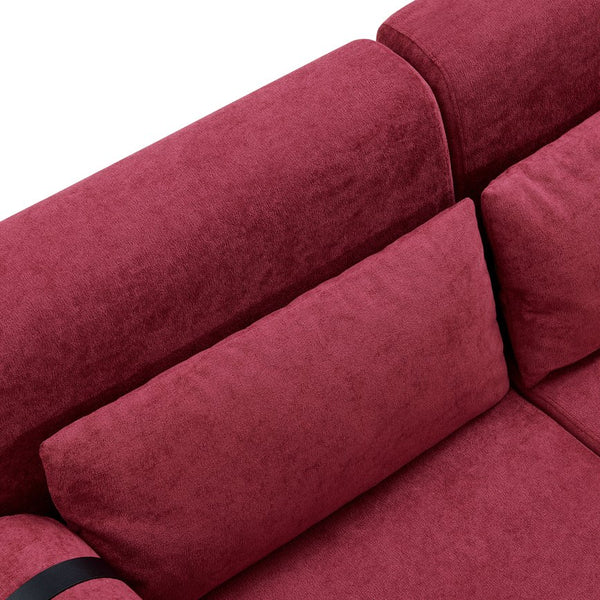English Elm Modern Loveseat Sofa with Cylindrical Armrests, Built-In USB Ports, Chenille Cushions, Steel Frame Red N719P290584J