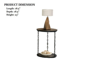 English Elm Rustic 3pc Table Set with Wrought Metal Abstract Side Panels Engineered Wood Tops Durable Charm Dark Brown 42 L x 37 W x 6 H B2741P392071