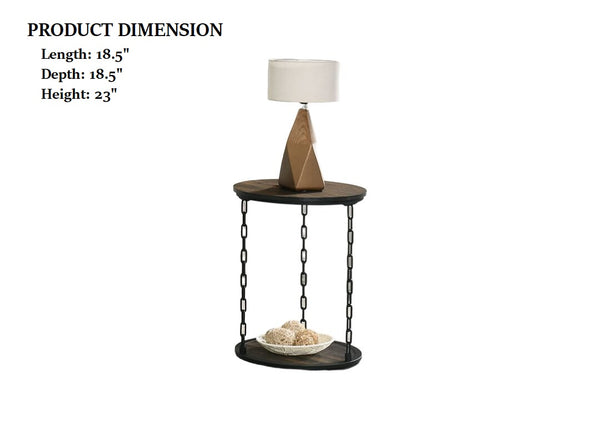 English Elm Rustic 3pc Table Set with Wrought Metal Abstract Side Panels Engineered Wood Tops Durable Charm Dark Brown 42 L x 37 W x 6 H B2741P392071