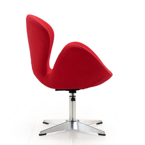 English Elm Raspberry Upholstered Swivel Lounge Chair with Adjustable Height, Polished Chrome Base & Plush Seat Red B365P397950