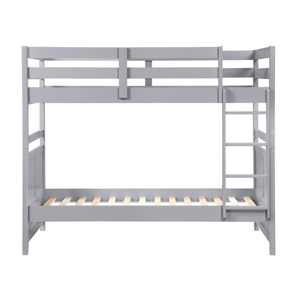 English Elm Bunk Bed Twin Over Solid Wood Frame with Guard Rails for Kids Shared Rooms Gray B011S02322