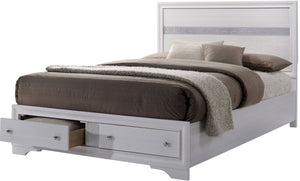 English Elm Contemporary Full Size Bed With Drawers - Sleek White Panel Headboard & Modern Storage Solution B2741S00061