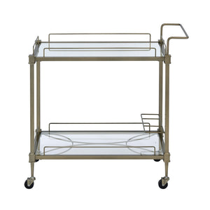 English Elm Aditya Two Tier Mirrored Bar Cart with Antique Brass Frame for Glam Entertaining B2726P448767
