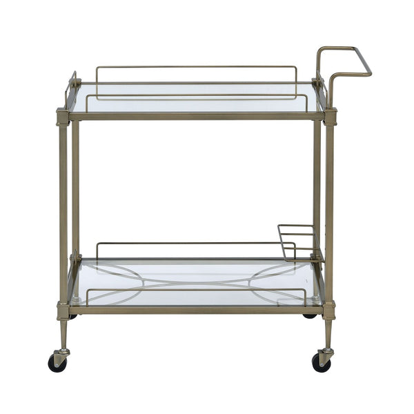 English Elm Aditya Two Tier Mirrored Bar Cart with Antique Brass Frame for Glam Entertaining B2726P448767