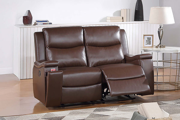 English Elm Recliner Plush 3-Seat Manual Sofa with Hidden Cup Holders, Headrest Support for Ultimate Comfort and Style Camel 60 L x 31 W x 26 H B089P240489