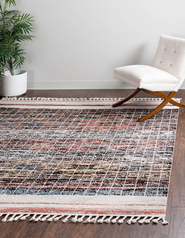 Unique Loom Aramis Oliver Machine Made Tribal Rug Multi, Black/Ivory/Rust Red/Light Blue/Light Brown/Beige 10' 0" x 10' 0"