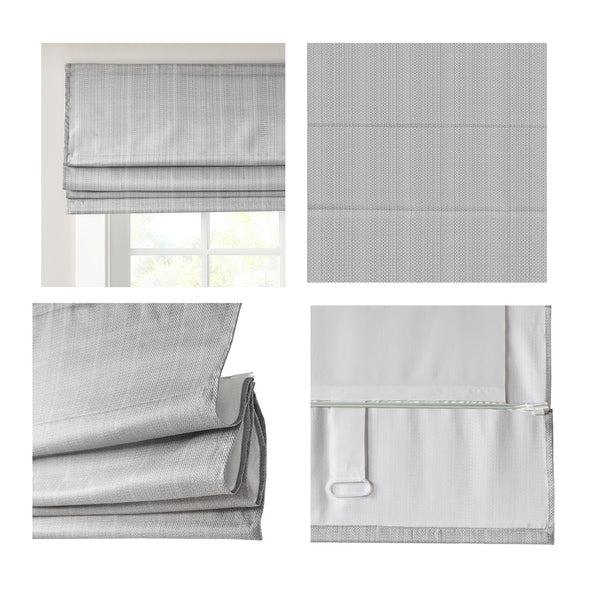 English Elm Basketweave Thermal Foambacking Roman Shade with Cordless Lift, OEKO-TEX Certified Energy-Saving Window Solution Grey 5.08 L x 10.5 W x 7.5 H B03598226