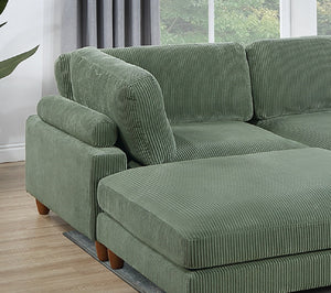 English Elm Contemporary Sage 6Pc Modular Sectional Set With Corduroy Upholstery - Versatile Comfort & Style B011S01159