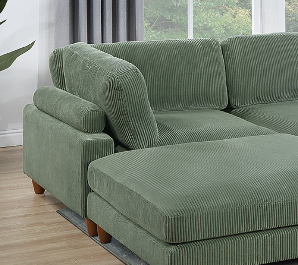 English Elm Contemporary Sage 6Pc Modular Sectional Set With Corduroy Upholstery - Versatile Comfort & Style B011S01159