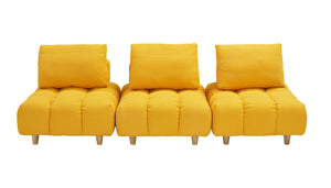 English Elm 90 Teddy Sofa 90in Plush Apartment-Ready 3-Seater with Solid Wood Legs, Sponge Cushions, Cozy Appeal Yellow W1658S00067