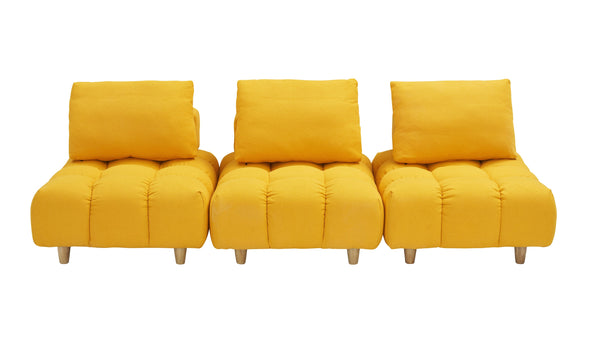 English Elm 90 Teddy Sofa 90in Plush Apartment-Ready 3-Seater with Solid Wood Legs, Sponge Cushions, Cozy Appeal Yellow W1658S00067