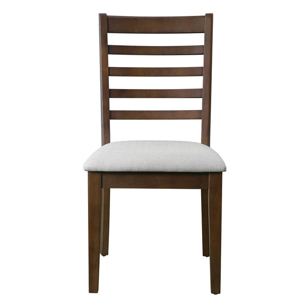 English Elm Farmhouse Ladder Back Dining Chairs Rubberwood Frame Upholstered Seat Set of 2 Brown+Beige N752P272063D