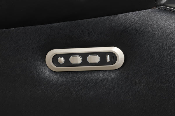 English Elm Lacrosse Power Reclining Sectional with Bluetooth Speakers, USB Ports, LED Lighting and Console Storage Gray B009S01924