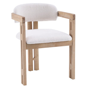 English Elm Indoor Solid Wood Round Back Dining Chairs Cushioned Beige Upholstered Set of Two Beige+Natural N772P411377N