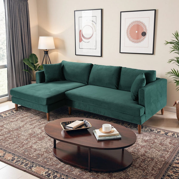 English Elm Blake Mid-century L-shaped Vegan Leather Sectional for Spacious Living Rooms B183S00186