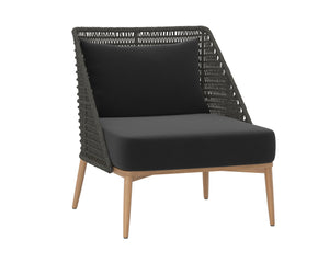 Sunpan Andria Outdoor Lounge Chair - Modern Design with Durable Teak Base and Weather-Resistant Fabric Arashi Black