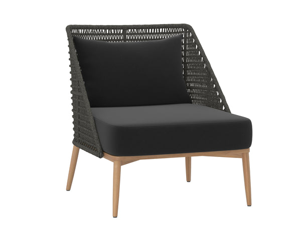 Sunpan Andria Outdoor Lounge Chair - Modern Design with Durable Teak Base and Weather-Resistant Fabric Arashi Black