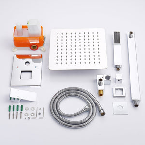 English Elm Shower System - Chrome Wall-Mounted Faucet Combo With 10" Rainfall Head & Handheld Sprayer Set T3177P269095-GIGA