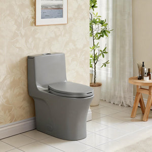 English Elm 1.1/1.60 Gpf Dual Flush One Piece Elongated Comfort Height Toilet with Soft Close Seat W1920P425618