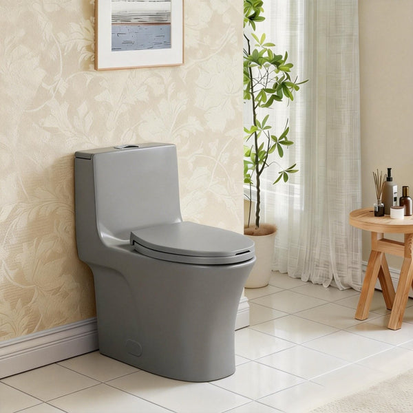 English Elm 1.1/1.60 Gpf Dual Flush One Piece Elongated Comfort Height Toilet with Soft Close Seat W1920P425618