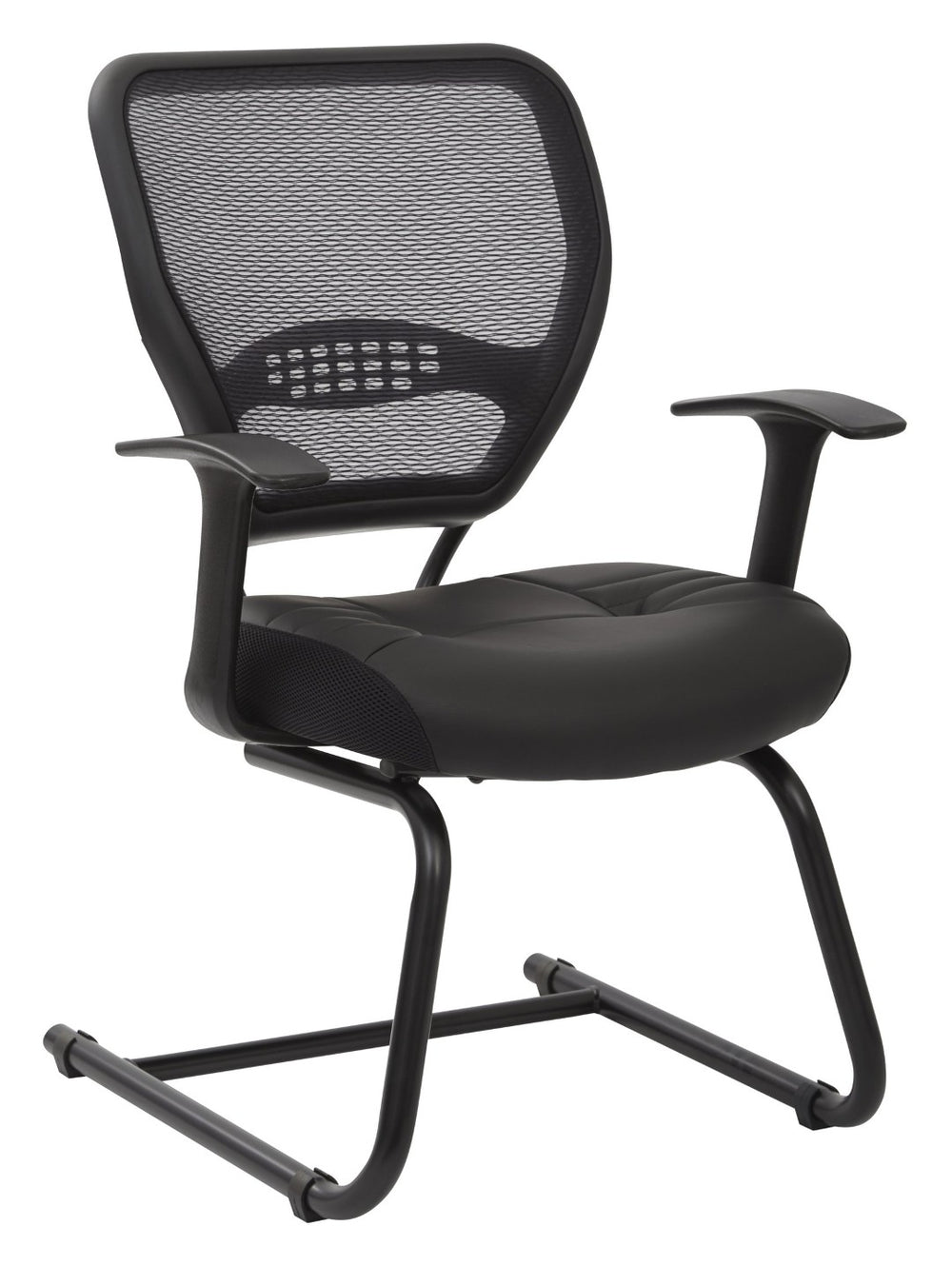 OSP Home Furnishings Professional Visitors Chair with Bonded Leather Seat and Mesh Back for Modern Offices 5705E